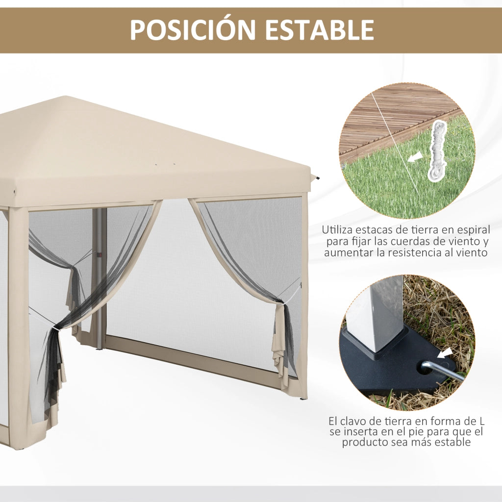 Casetta da Giardino 3x3 m con Zanzariere ¨C Zephmum ¨C Beige Acciaio