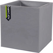 Tazza quadrata 31 L - Decorazione in pietra artificiale - Doppio muro - Zona di stoccaggio acqua - 395 x 395 x 435 cm - Grigio ciottolo