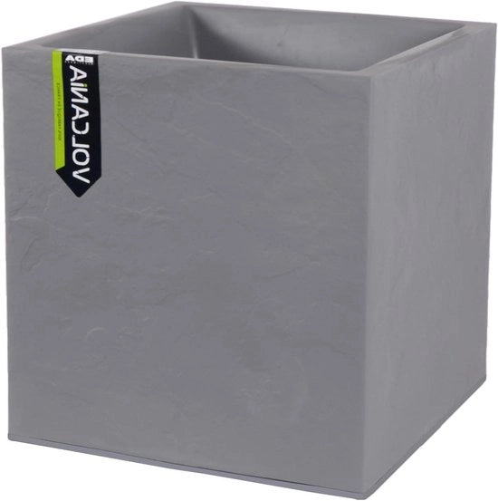 Tazza quadrata 31 L - Decorazione in pietra artificiale - Doppio muro - Zona di stoccaggio acqua - 395 x 395 x 435 cm - Grigio ciottolo
