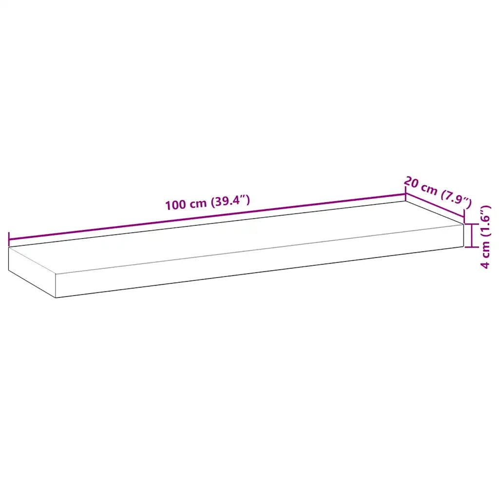 Ripiano a Parete 100x20x4 cm Legno Massello Acacia Non Trattato