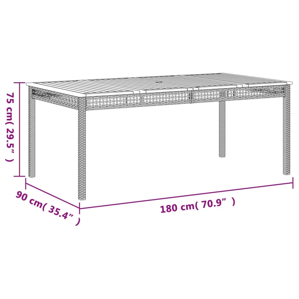 Set da Pranzo da Giardino 9 pz con Cuscini Nero in Polyrattan
