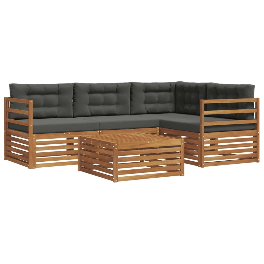 Set di divani da esterno con cuscino 5 pcs Naturale e Antracite 3373402
