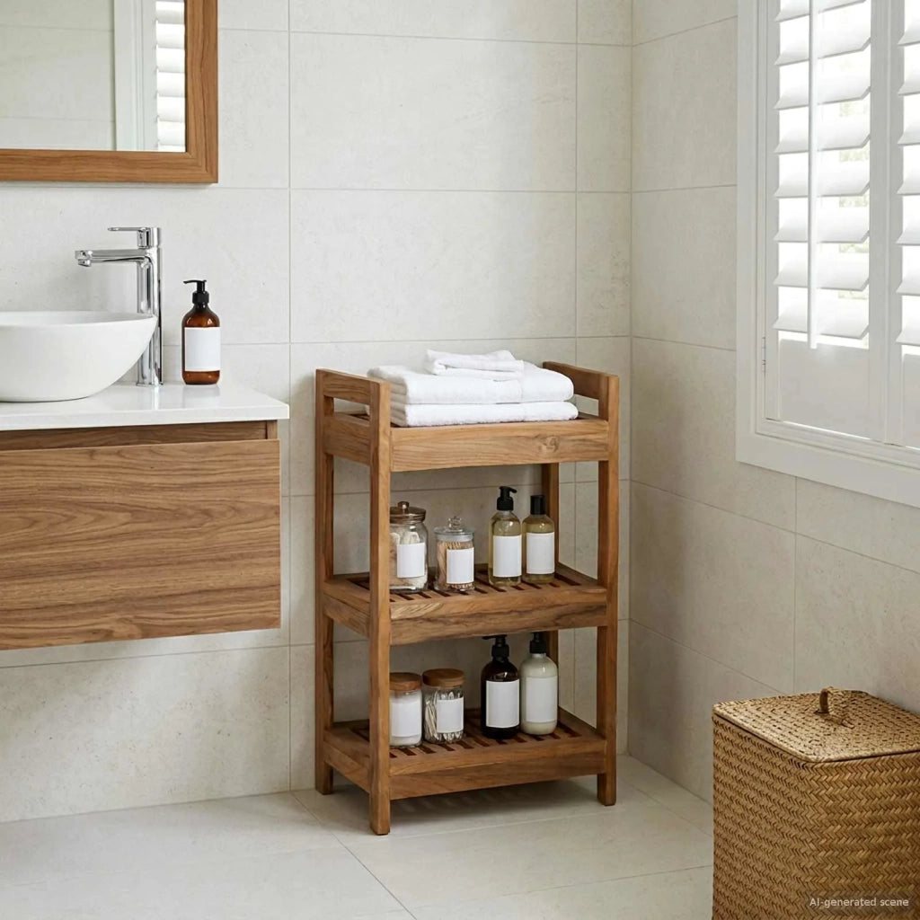 Mensola da bagno Naturale 45 x 30 x 71 cm Legno di teak solido 42024276