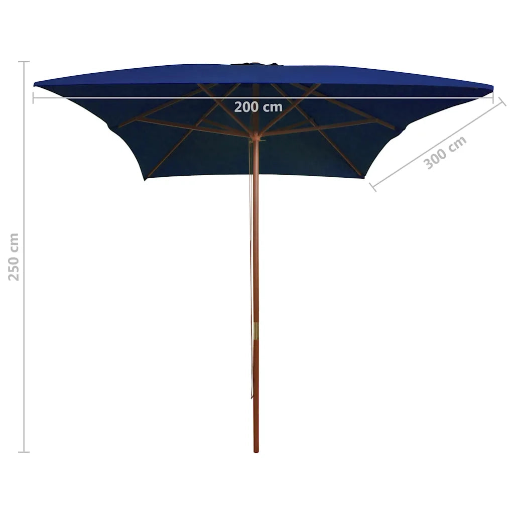 Ombrellone da Giardino con Palo in Legno Blu 200x300 cm 313761