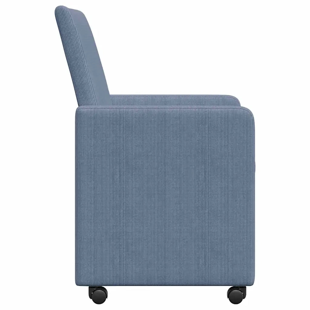 Sedie da Pranzo con Ruote con ruote 2 pcs Blu 57 x 66 x 94 cm