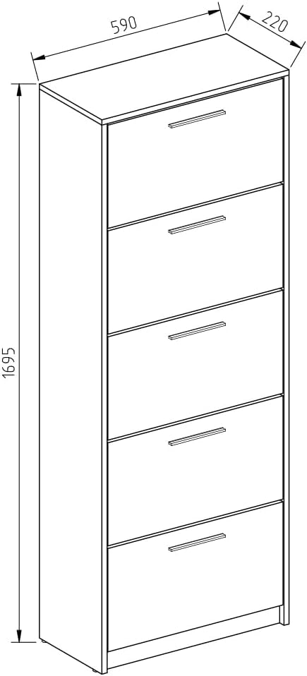 Scarpiera da ingresso Gizmo, Bianco, 59 x 169.5 cm