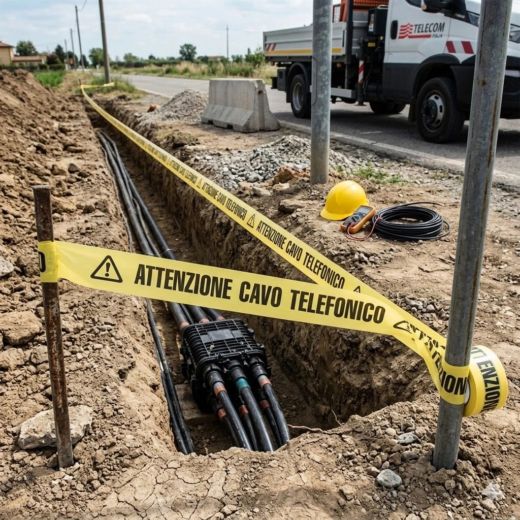 NASTRO SEGNALETICO ATTENZIONE cavo telefonico 4 rotoli GEKO