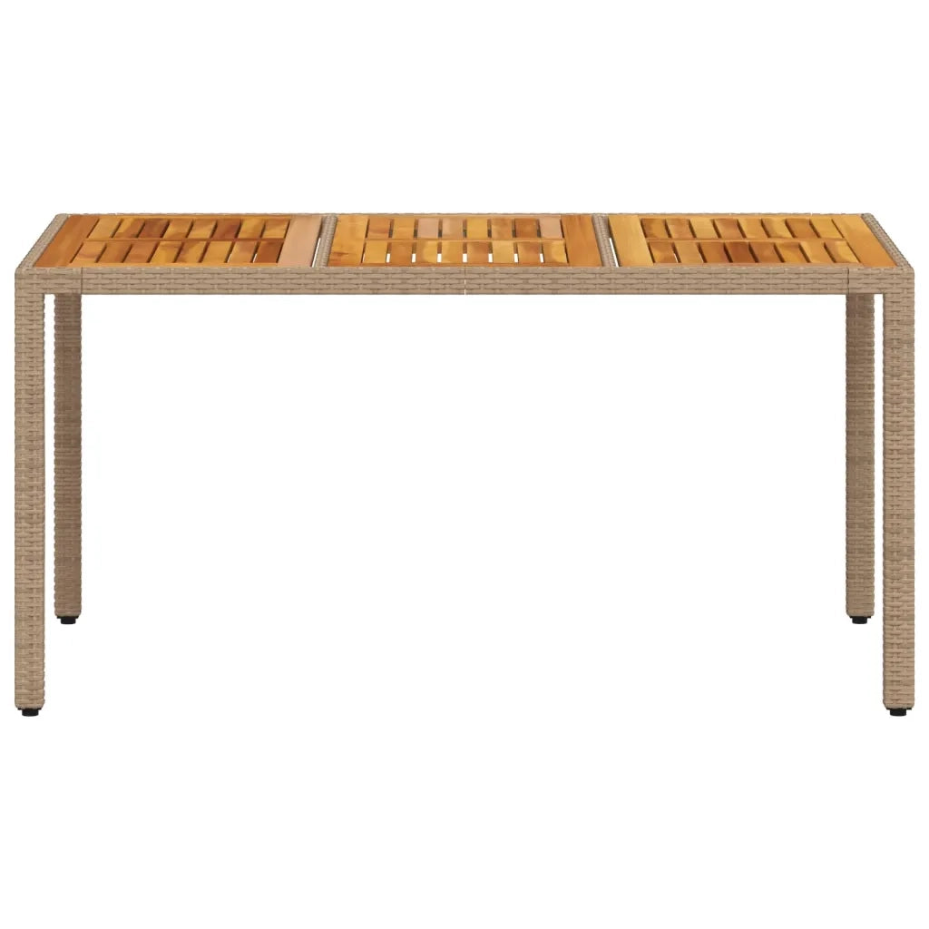 Tavolo da Giardino Beige 150x90x75 cm in Polyrattan e Acacia 368127