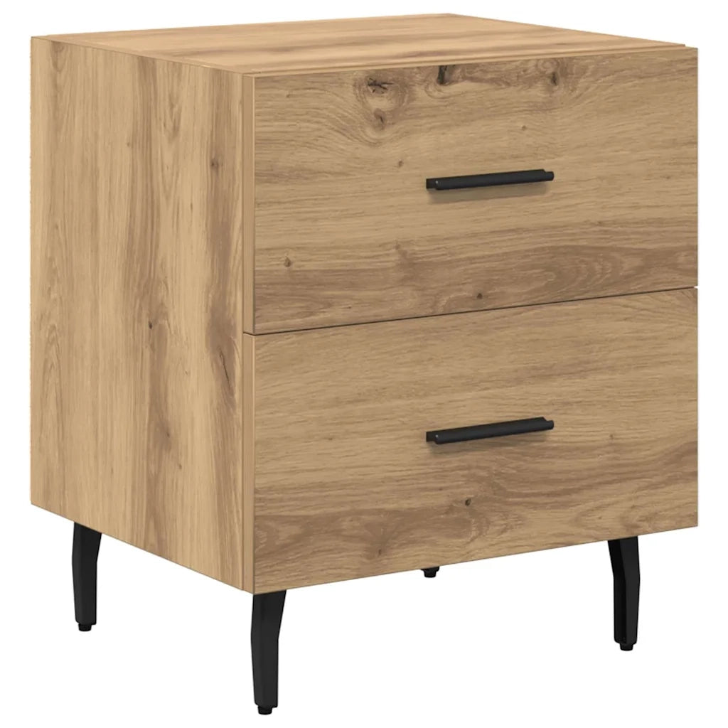 Set di 2 Comodini | Armadio da Notte | Mobiletto da notte Rovere artigianale 40 x 35 x 47,5 cm