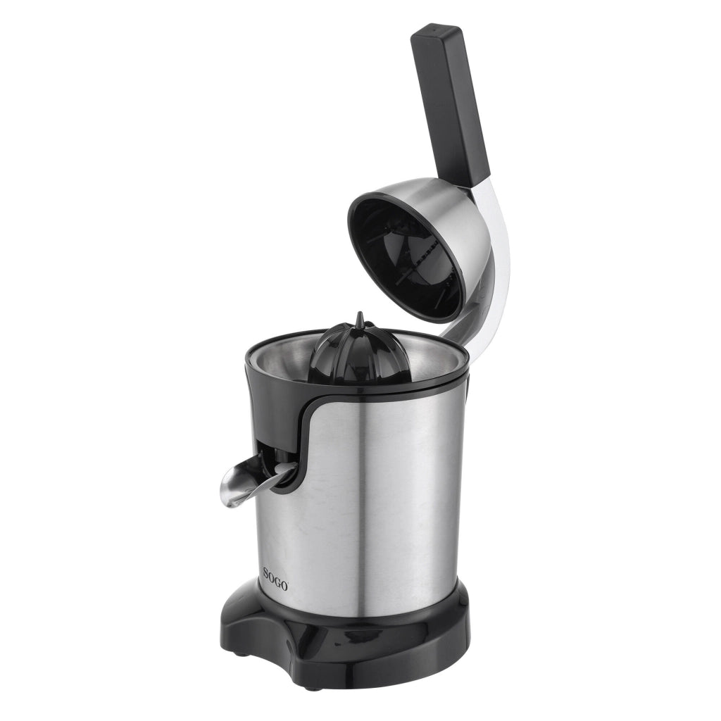Spremiagrumi elettrico con leva, 2 coni acciaio inox, capacità 0,55L, rotazione 100rpm 600W - SOGO