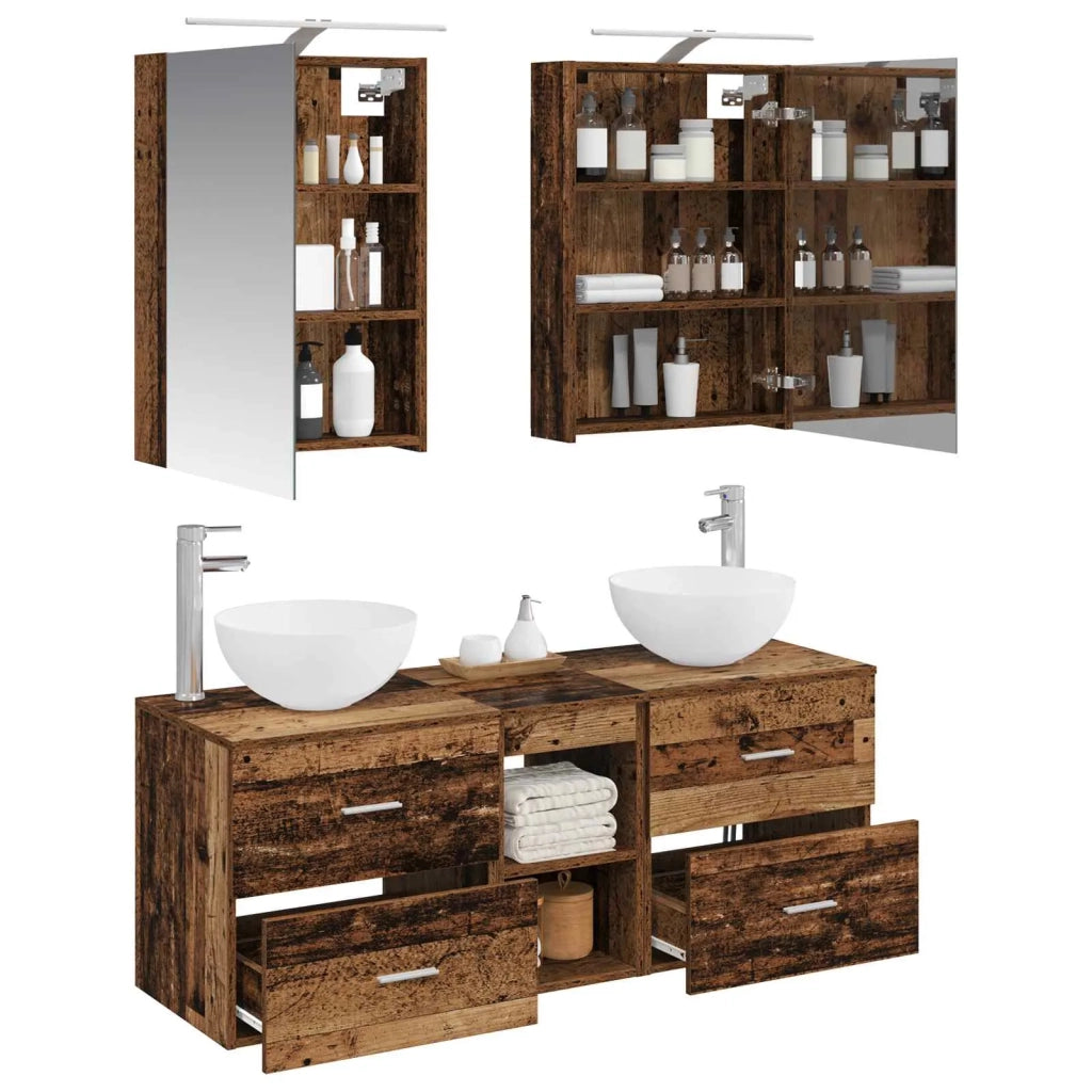 Set di mobili per il bagno 5 pcs Legno antico 3406717