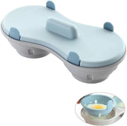 Strumento per Sfregare Uova con Magnetron in Silicone a Due Fori - Due Cucchiai per Uova Sode (Blu)