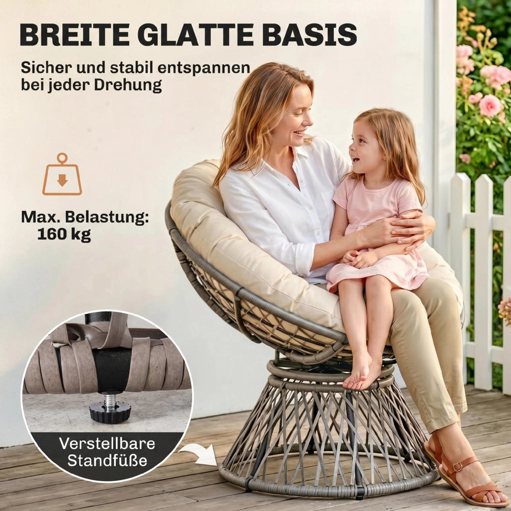 Poltrona girevole in rattan sintetico ¨C zephmum ¨C Beige 87x97x86 cm
