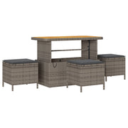Set divano da giardino in polyrattan grigio da 10 pezzi con cuscini di