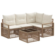 Set Divano da Giardino 5 pcs Beige polyrattan