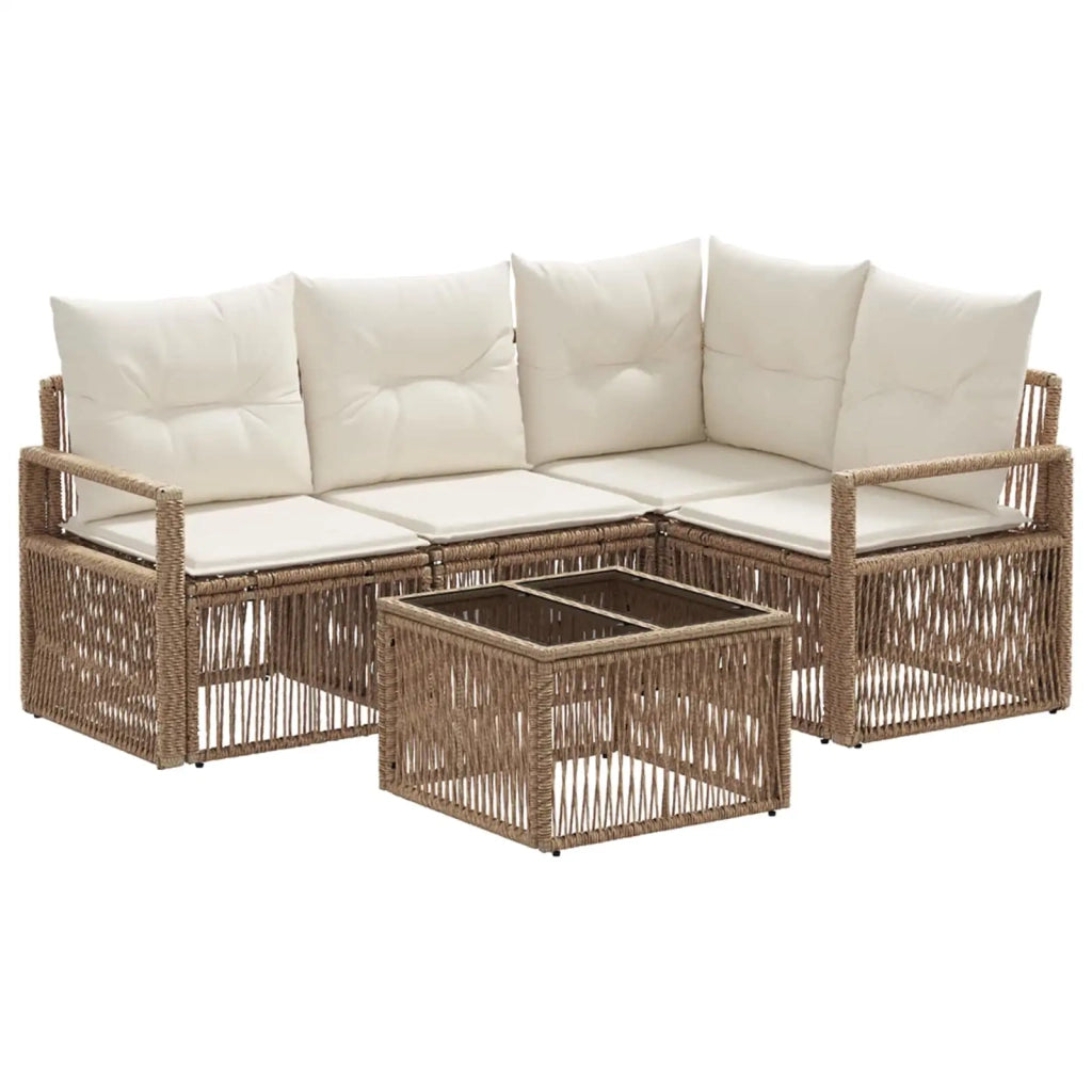 Set Divano da Giardino 5 pcs Beige polyrattan