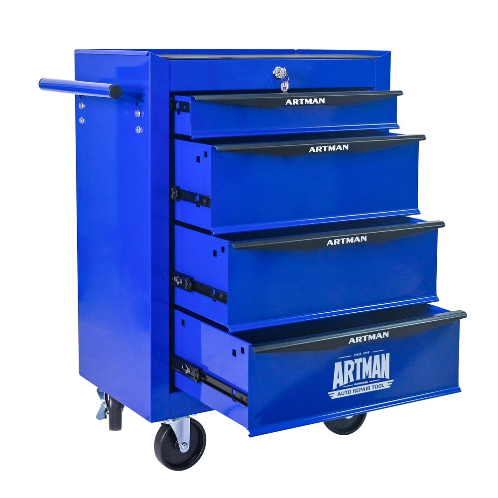 Cassettiera da Lavoro su Ruote con 4 Cassetti ¨C MINIMAL ¨C Metallo Nero e Blu 20'