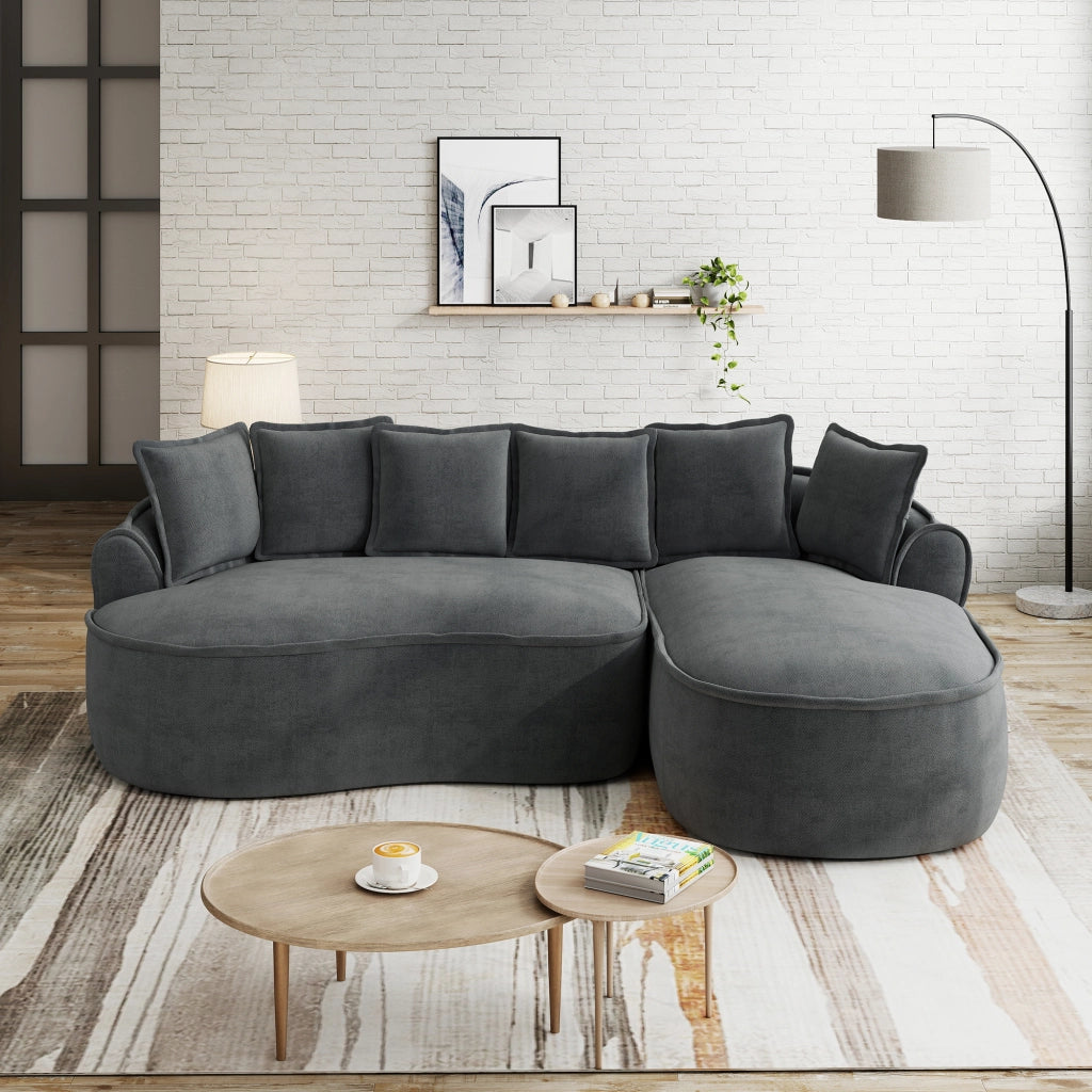 Chaise longue senza struttura in ciniglia con seduta extra profonda e braccioli larghi ergonomica grigio 122 cm