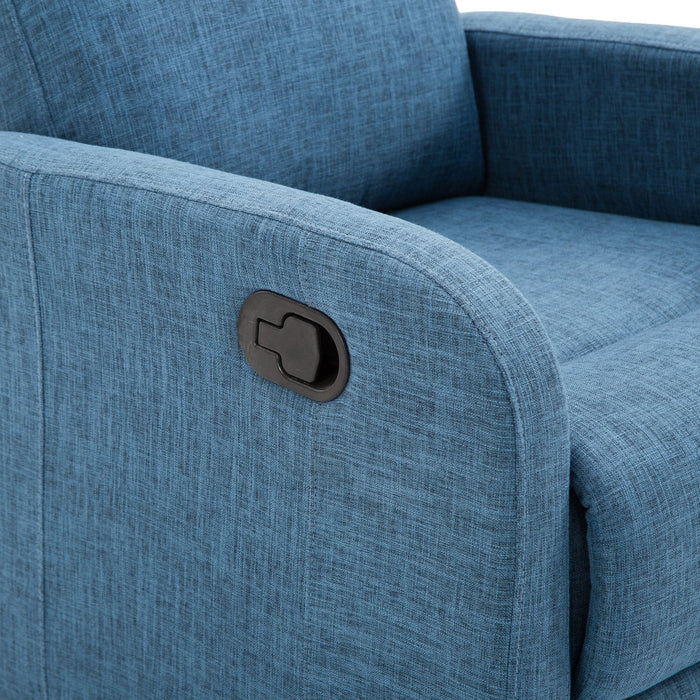 Poltrona Relax Reclinabile in Tessuto di Lino Blu