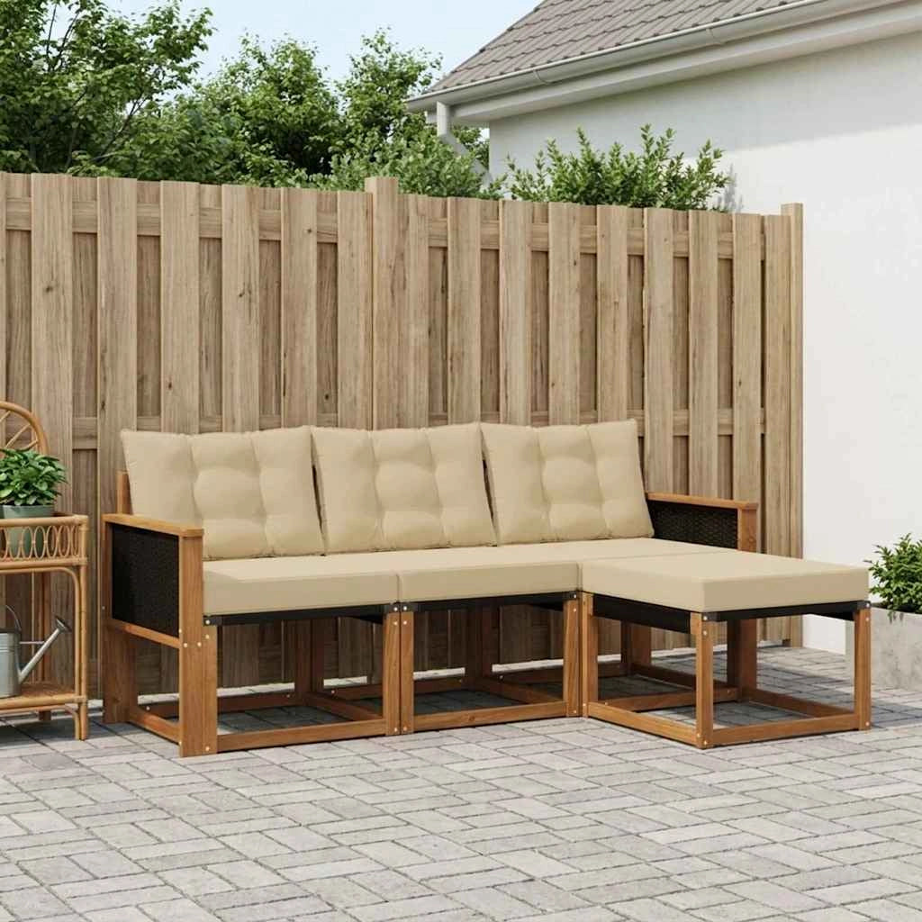Set di divani da esterno 4 pz Naturale e Beige 3381865