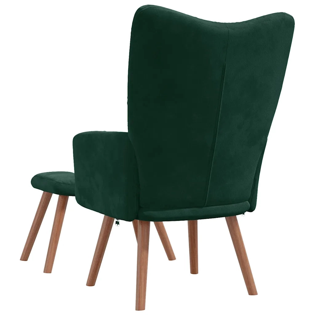 Poltrona Relax con Poggiapiedi Verde Scuro in Velluto 328064