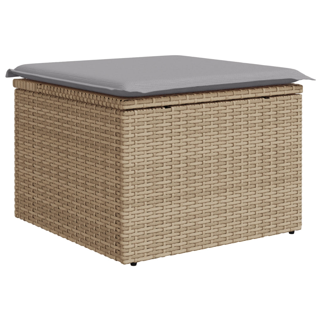 Set Divano da Giardino 4 Pezzi con Cuscini Beige Rattan Sintetico