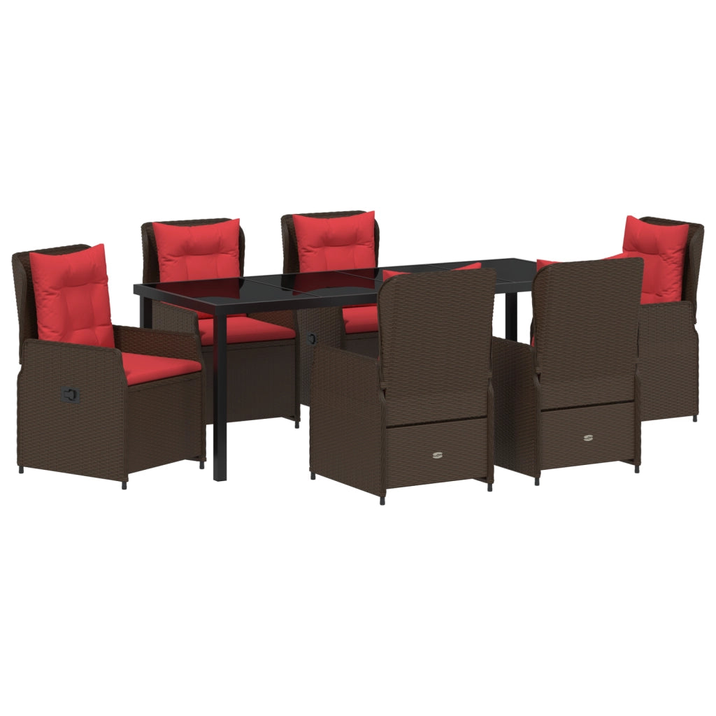 Set da Pranzo da Giardino da 7 Pezzi Beige in Polyrattan
