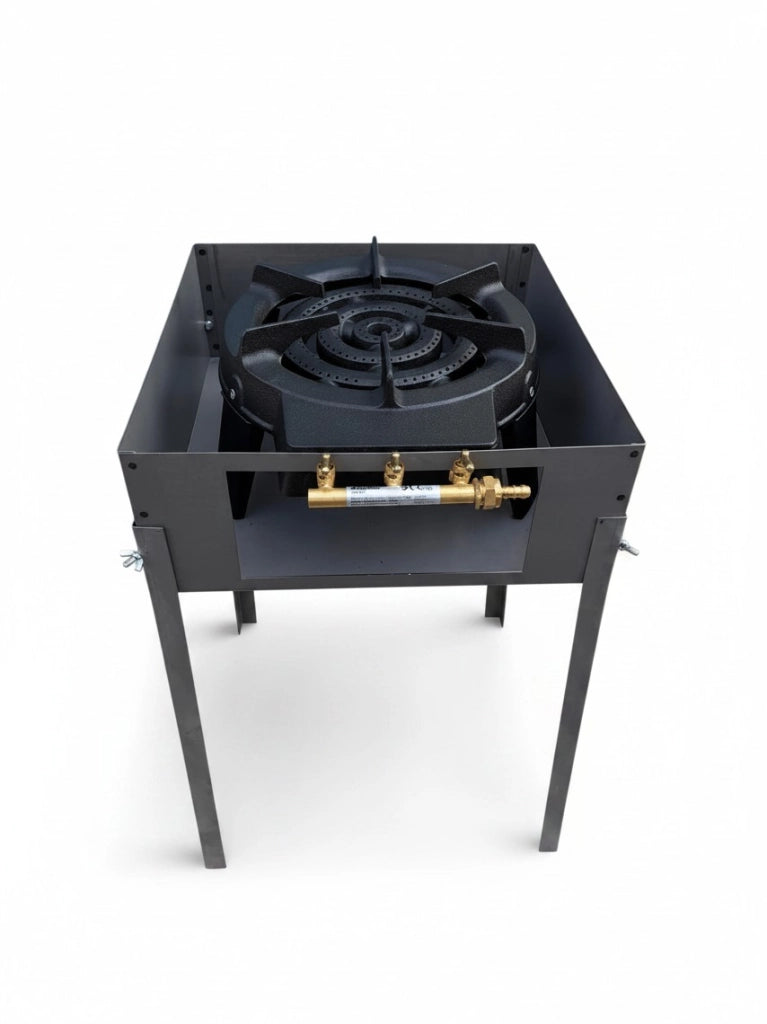 Supporto in Ferro per Fornellone a Gas, 41x41x63,5 cm H, Struttura con Gambe in Ferro CON fornellone 3 corone