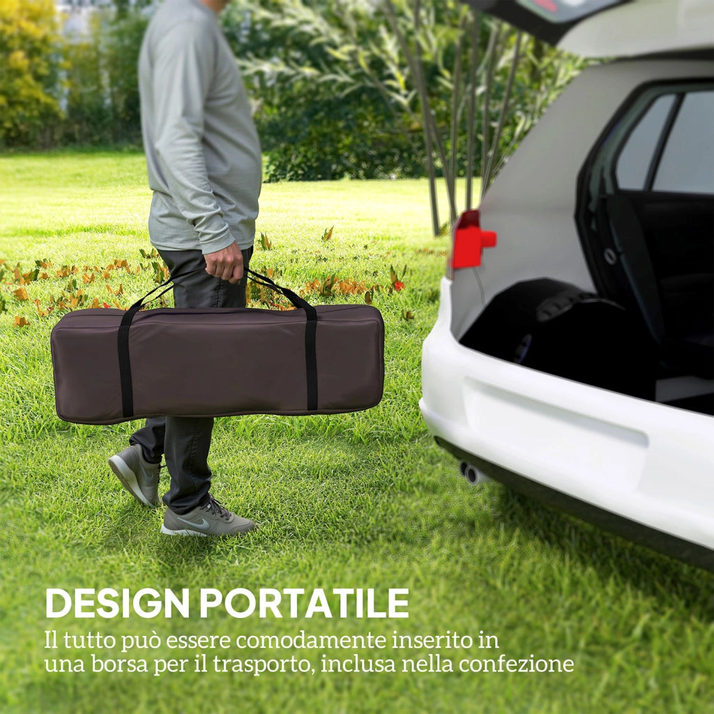 Tenda da Campeggio Impermeabile 360x250x130 cm da 2-4 Persone con Stanze Separate e Doppie Porte Grigio