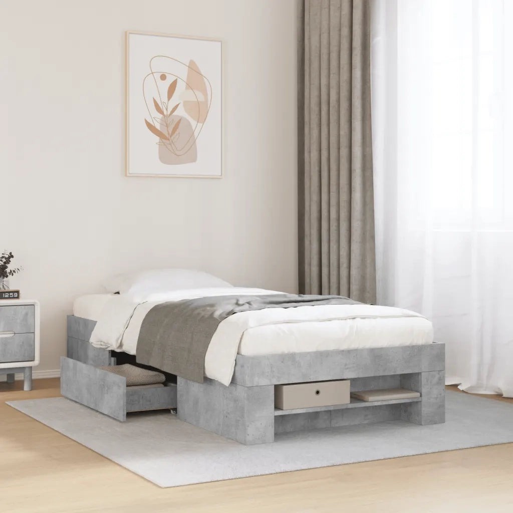 Giroletto-Struttura Letto Grigio Cemento 90x200 cm in Legno Multistrato 632795