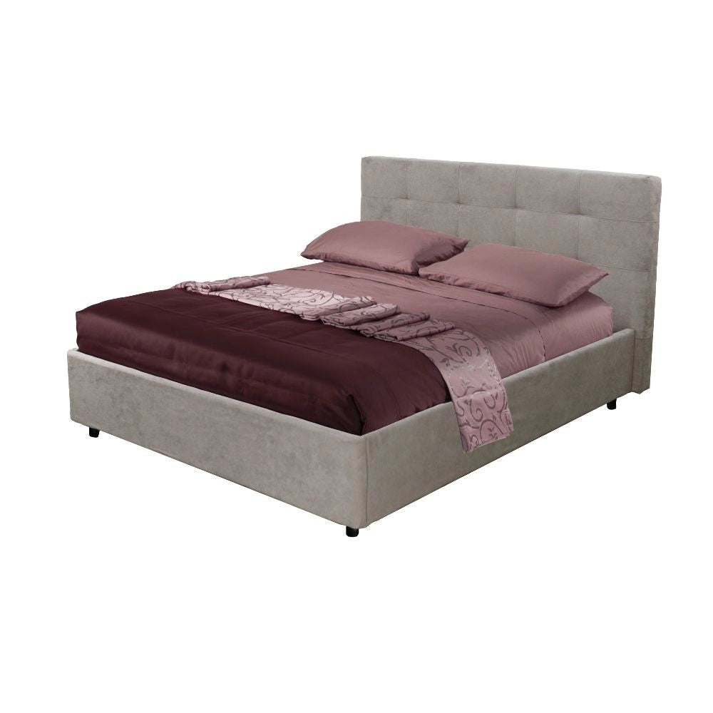 Letto Matrimoniale contenitore Ascoli 182x210x124H tessuto Enjoy tortora