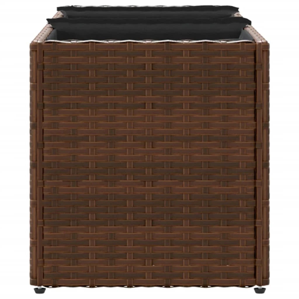 Fioriera rialzata per piante fiori patio giardino con 3 vasi 105 x 30 x 32 cm resina intrecciata marrone 02_0038086