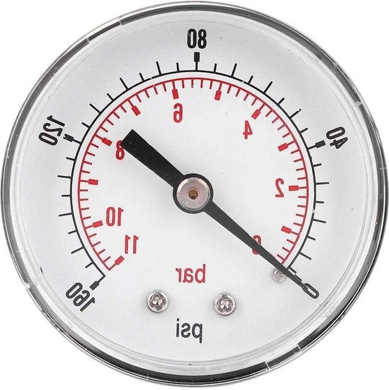 Manometro Axiale da 50mm per Misura Pressione (0-160psi 0-11bar) con Indicatore Manometrico .