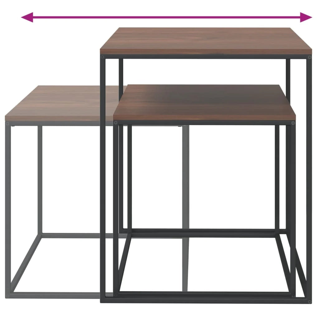 Set di 2 tavolini da caffè legno ingegnerizzato e metallo nero 02_0042116