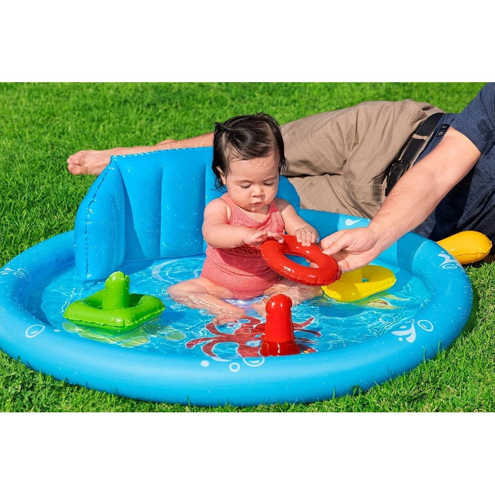 Trade Shop - Piscina Gioco Gonfiabile Lil Seashapes Con Schienale Tetto Bimbi +6 Mesi Giardino 52568 -