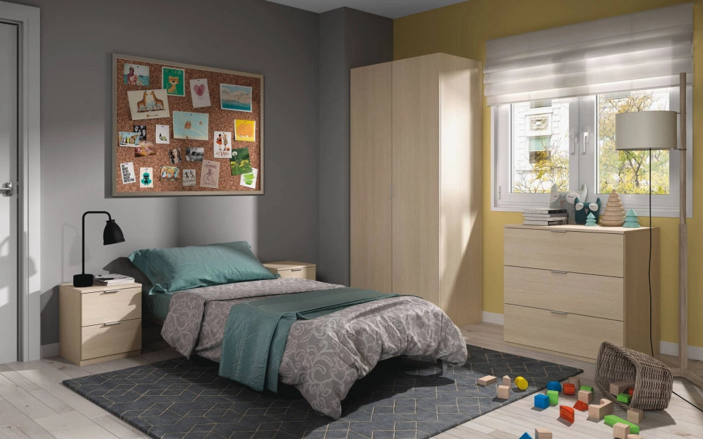 Guardaroba Avik, Armadio per camera da letto a 2 ante battenti, Mobile per camera da letto con 1 ripiano e barra appendiabiti, cm 82x52h180, Rovere
