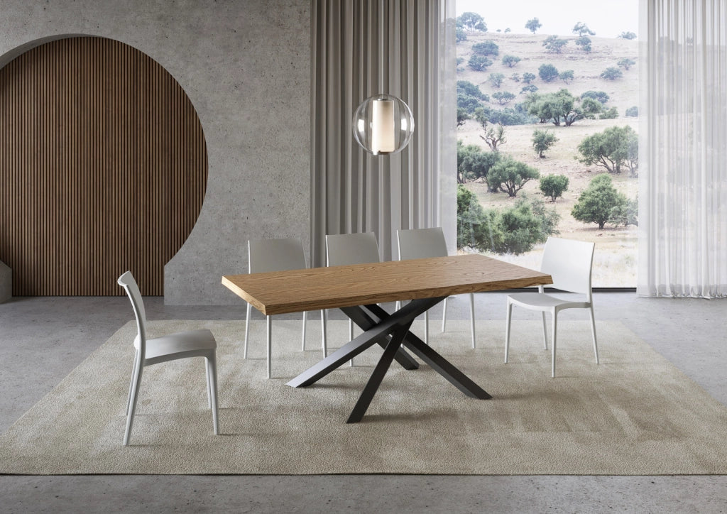 Tavolo allungabile 90x180/230 cm Versalux scortecciato rovere gambe antracite