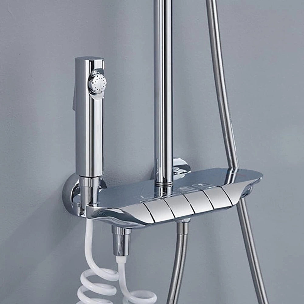 Trade Shop - Set Saliscendi Bagno Colonna Doccia Rubinetto Soffione Doccetta Bidet Cromato 87343 -