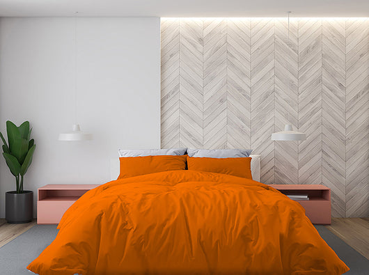 Copripiumino Matrimoniale con Sacco e Federe Tinta Unita Arancio