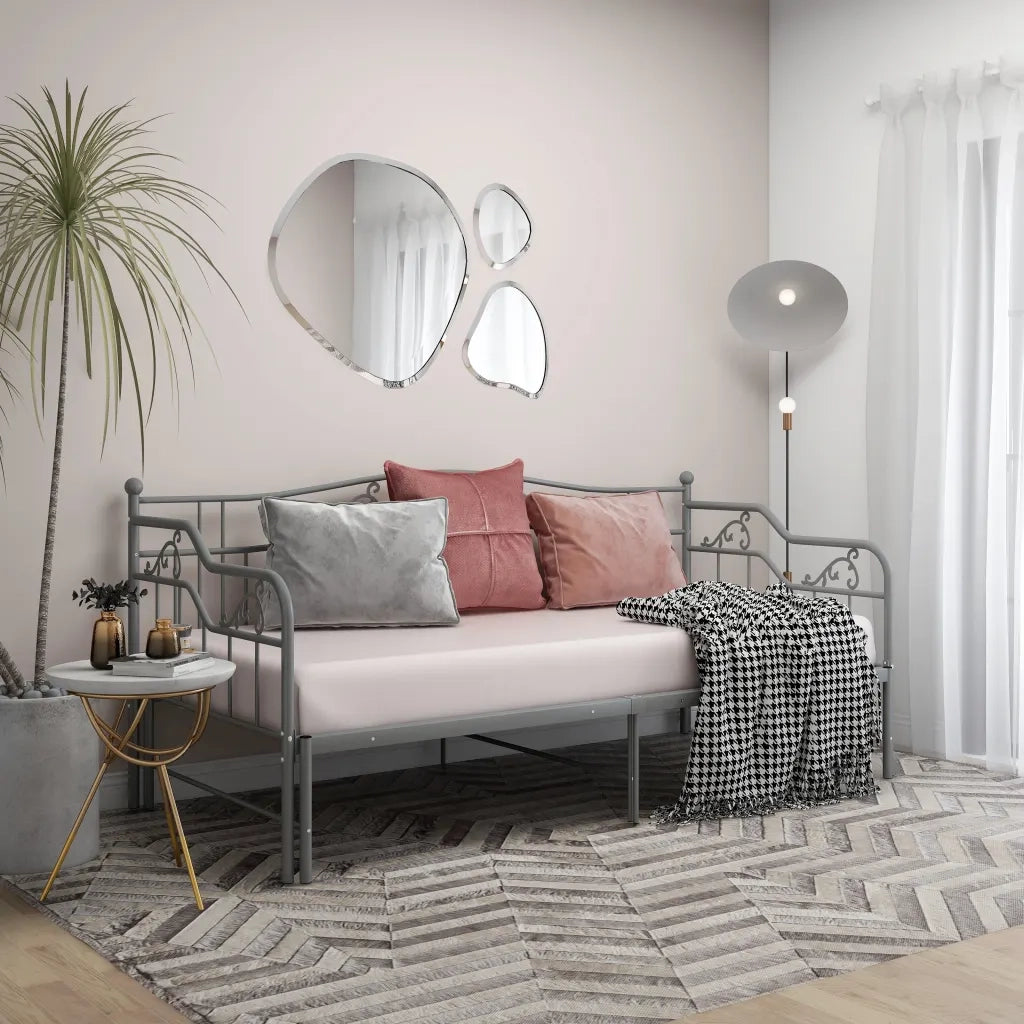 Telaio Divano Letto Estraibile-Struttura Sofa Letto Grigio in Metallo 90x200 cm 438624