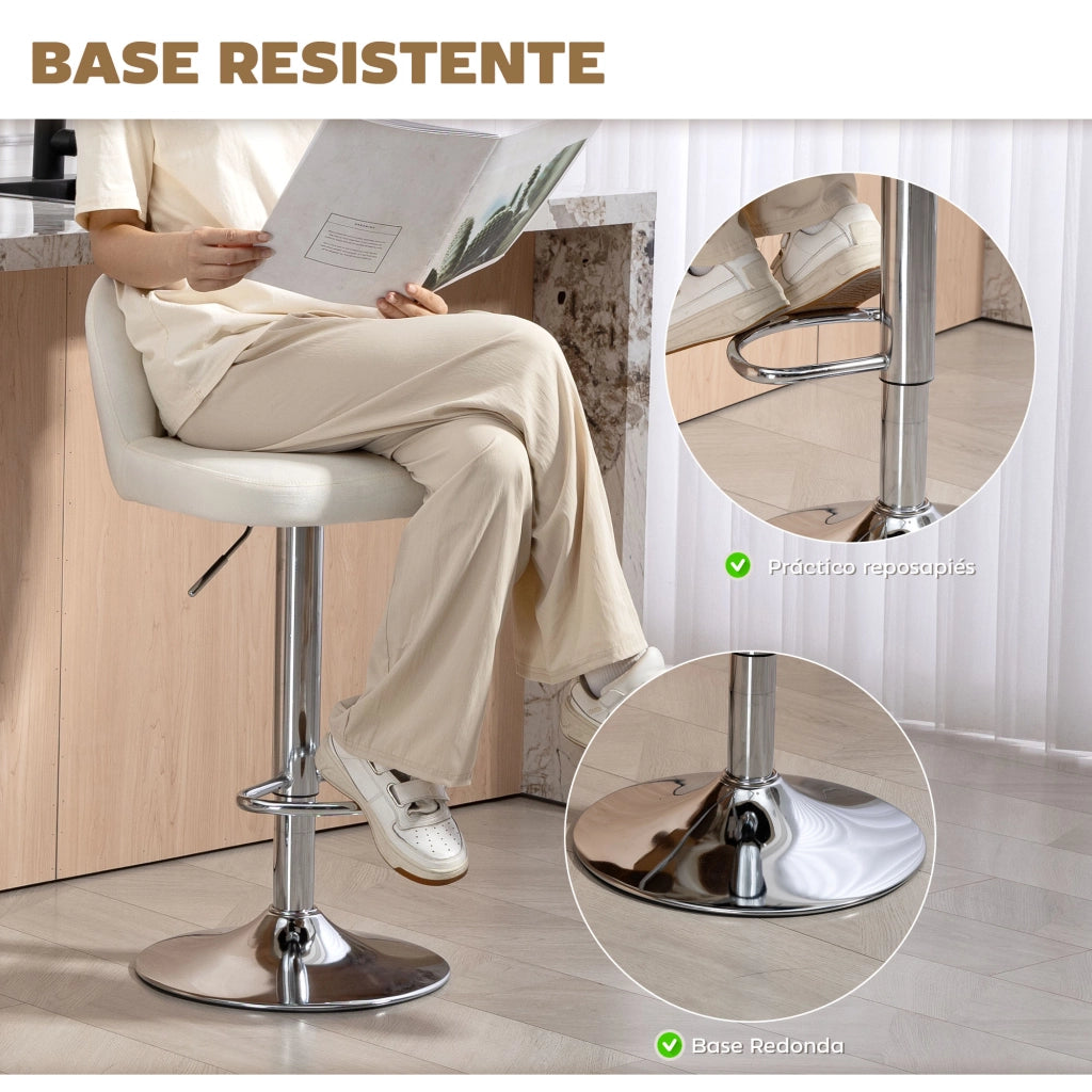 Sgabelli da Bar ¨C zephmum ¨C Altura Regolabile 43x45x81-101 cm Crema