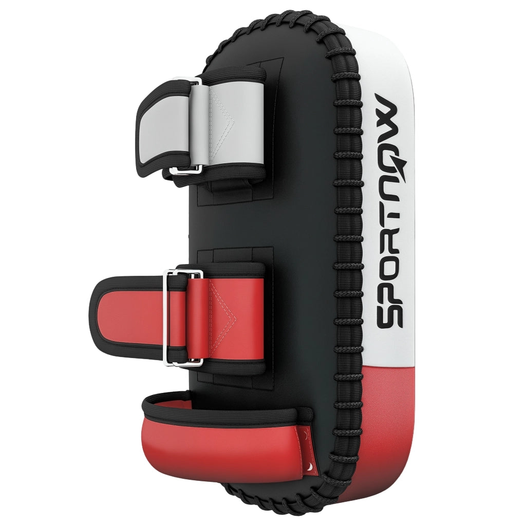 Pao da Calcio per Muay Thai e Kickboxing ¨C Xylo ¨C Ecopelle 38x20x18 cm Nero/Rosso/Bianco
