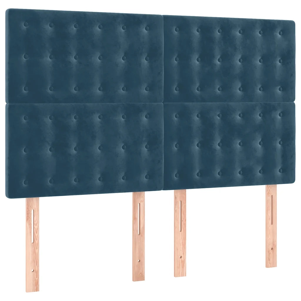 Giroletto a Molle con Materasso Blu Scuro 140x190 cm in Velluto