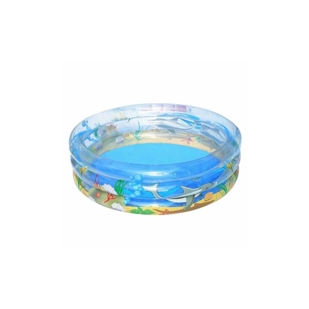 Trade Shop - Piscina Gonfiabile Per Bambini Trasparente Sea Life 3 Anelli 150 X 53 Cm -