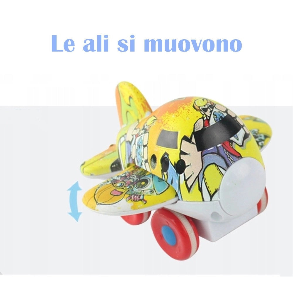 Trade Shop - Aeroplano Con Frizione Giocattolo Educativo Bambini Aereo Con Retro Carica -