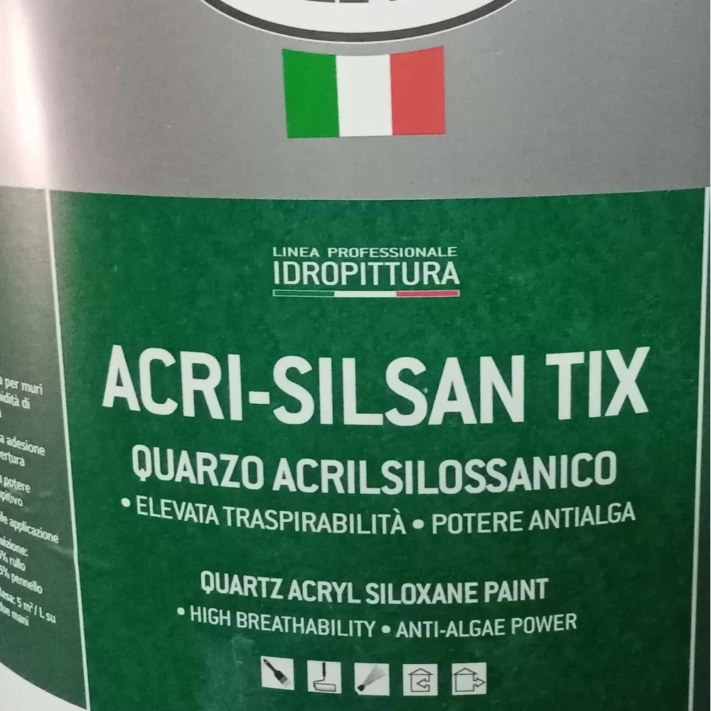 Tixe acri-silsan tix 14lt idro pittura al quarzo acril silossanico bianca opaca grana fine alta copertura