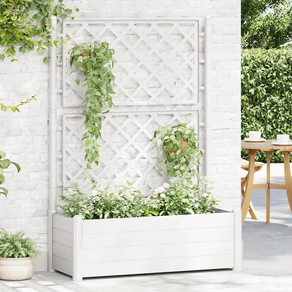 Fioriera da Giardino con Graticcio 100x43x142 cm PP Bianco