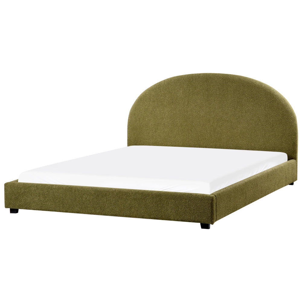 Letto matrimoniale Tessuto Bouclé verde oliva 180 x 200 cm Design minimalista e retrò