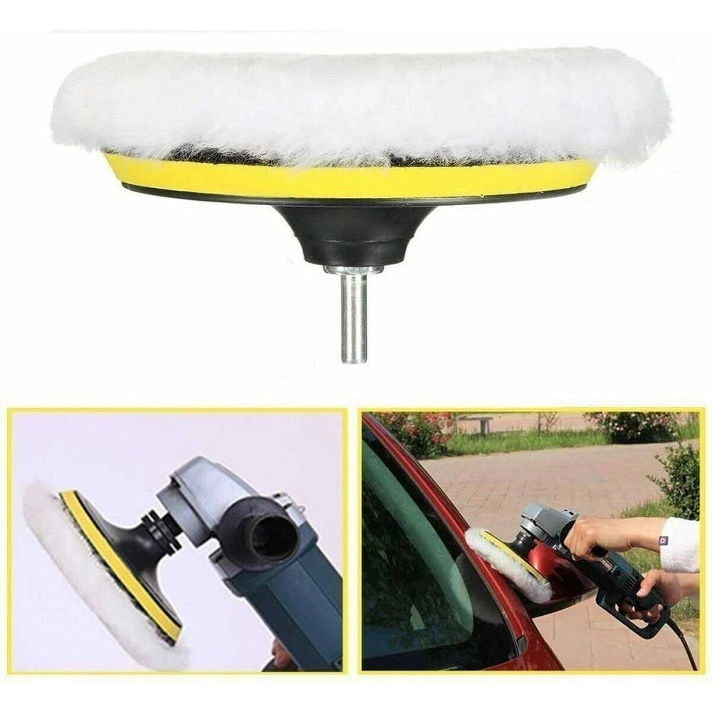 Trade Shop - Kit 10 Pz Spugna Lucidante Ceratura + Adattatore Per Trapano Lucidatrice 150mm -
