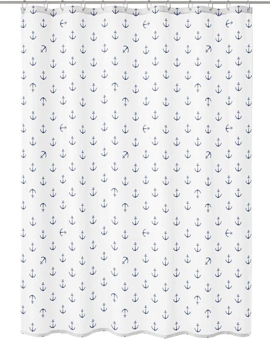 Douchegordijn in poliestere donker blu 200 x 180 x 2 cm - Motivo Anker
